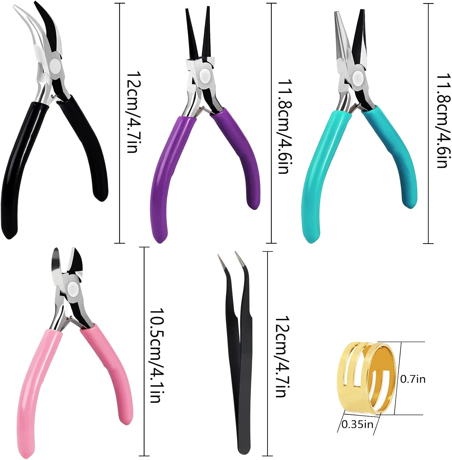 4Pcs Jewelry Pliers Set Jewelry Making Pliers Tools Kit Include Jewelry Making Needle Nose Chain Nose Round Bent
