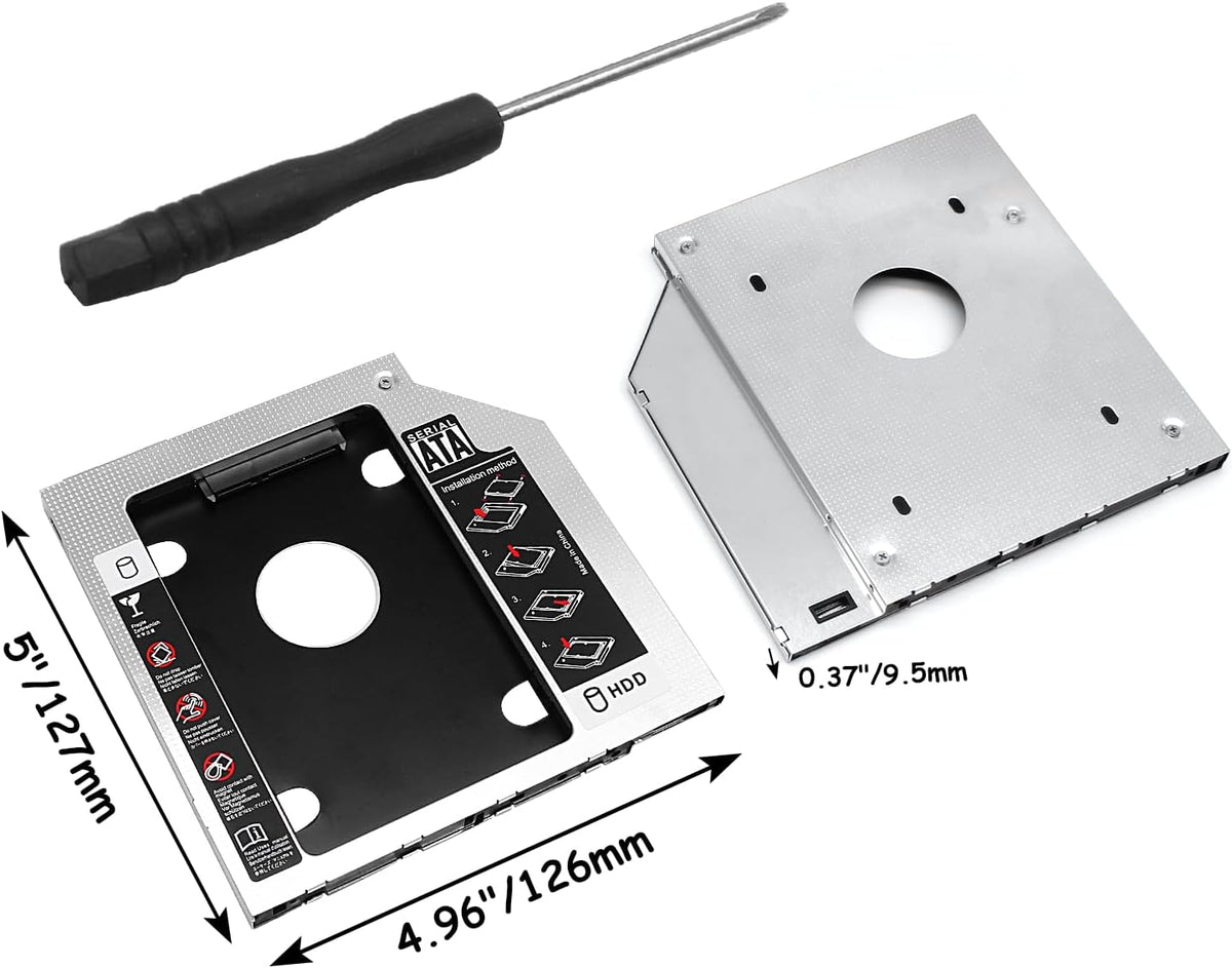 9.5mm SATA Hard Drive Caddy, 2nd HDD Adapter Case