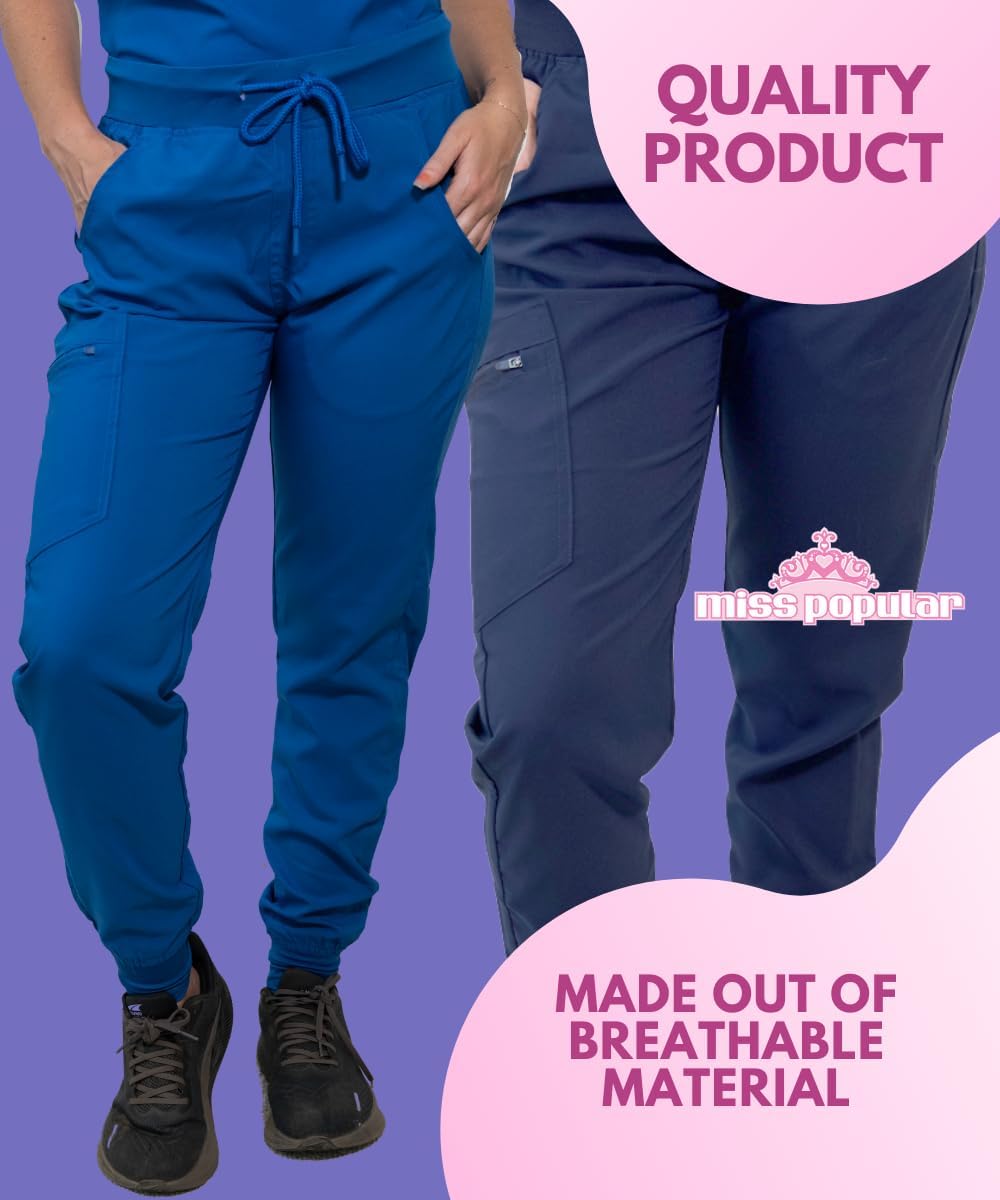Women's Scrub Joggers Pants with Pocket Elastic Waist for Medical, Nurse, Doctor