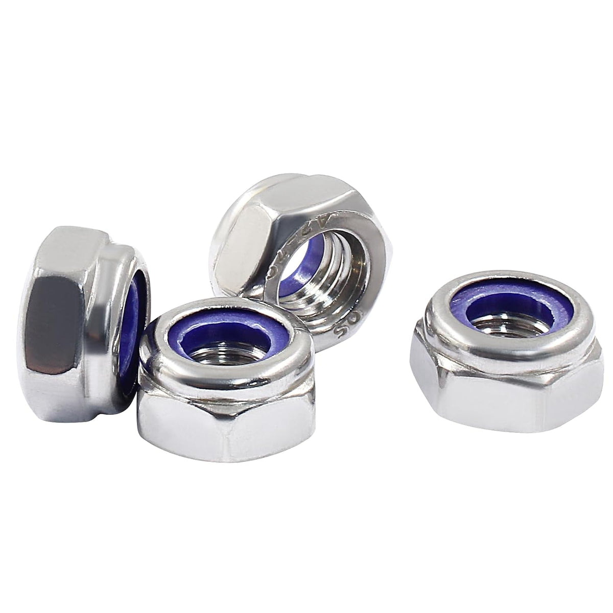 Hordion 10Pcs M10-1.5mm Nylon Lock Nut Stainless Steel Nylon Insert Locknut