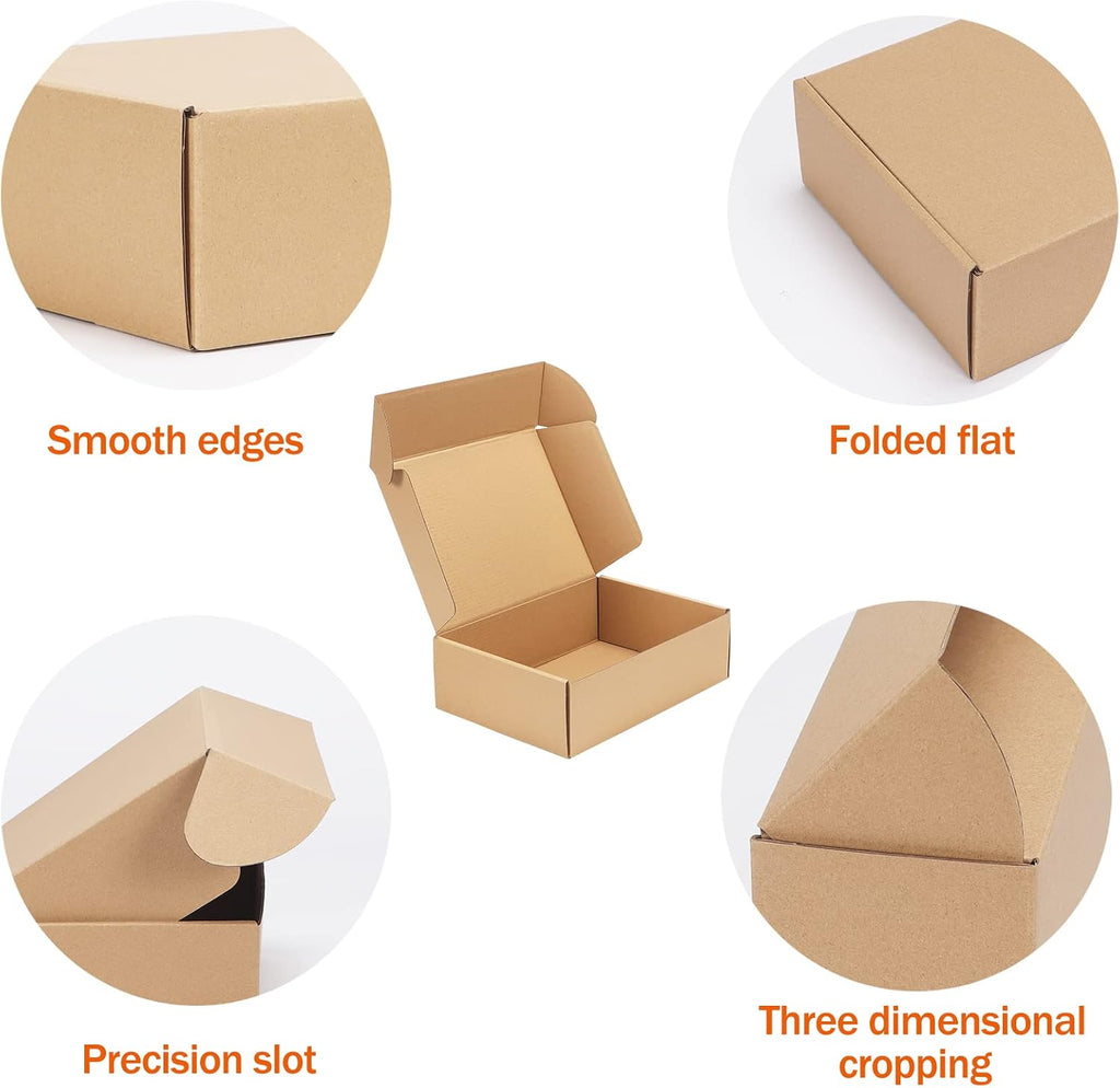 25 Pack 10x7x3 inch Cardboard Shipping Boxes, Brown Mailing Box
