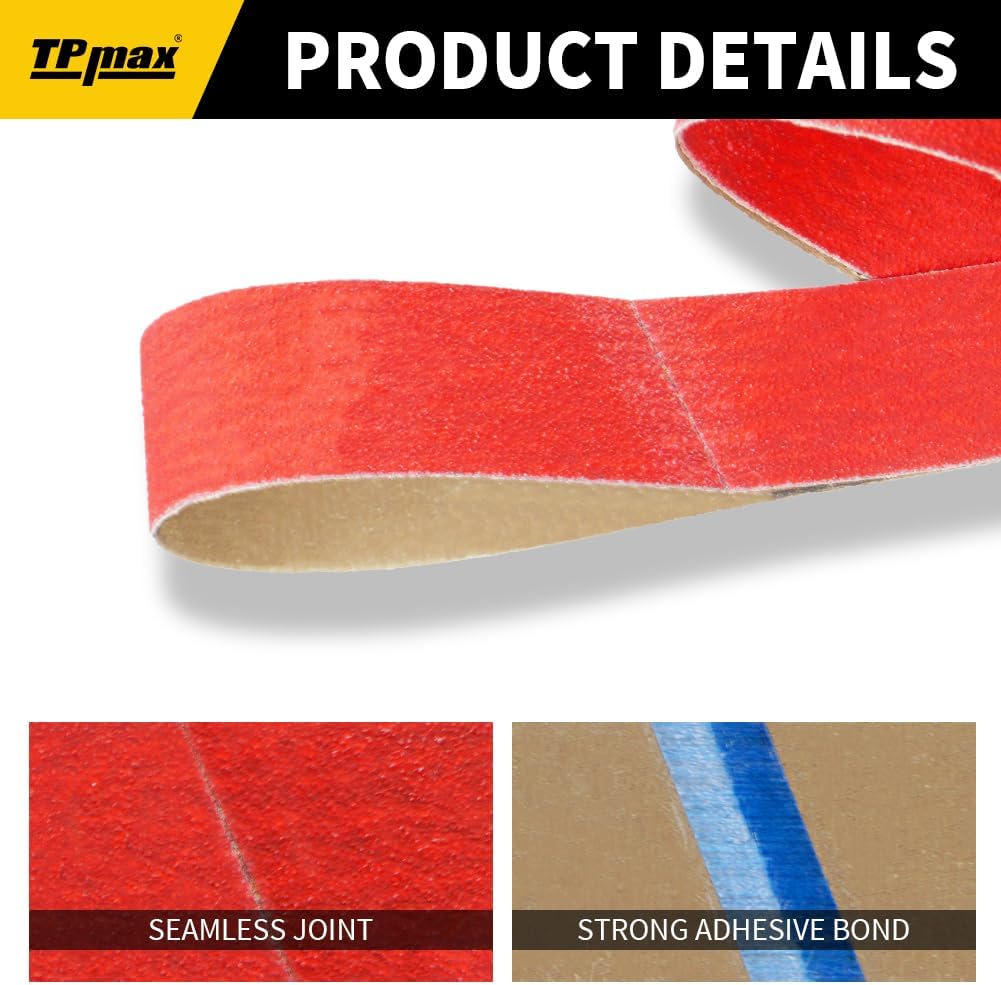 2x48 Inch Ceramic Sanding Belts (40/60/80/120 Grits) – High-Performance Sander Sharpening Belts for Knife Making, Metalworking, and Woodworking