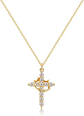 Christian Gift Stocking Stuffers Cross Necklace for women-Dainty 14k Gold Plated/Silver Plated Pendant Necklaces