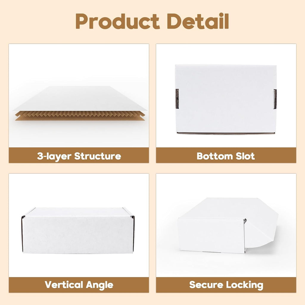 25 Pack 6x4x2 inch Small Shipping Boxes, White Mailing Boxes