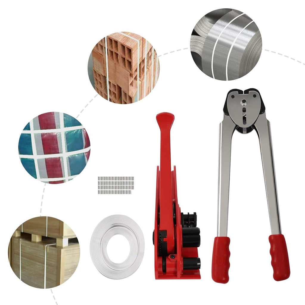 Packaging Banding Strapping Kit, 1000N Poly Strapping Tensioner Tool Pallet Packaging Strapping Banding Kit for