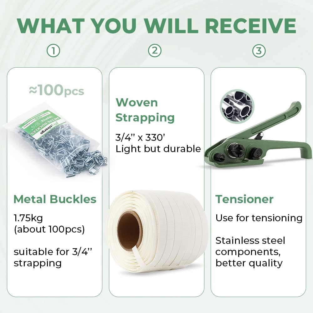 Banding Strapping Kit 3/4" x 330' Woven Cord, 2500lbs