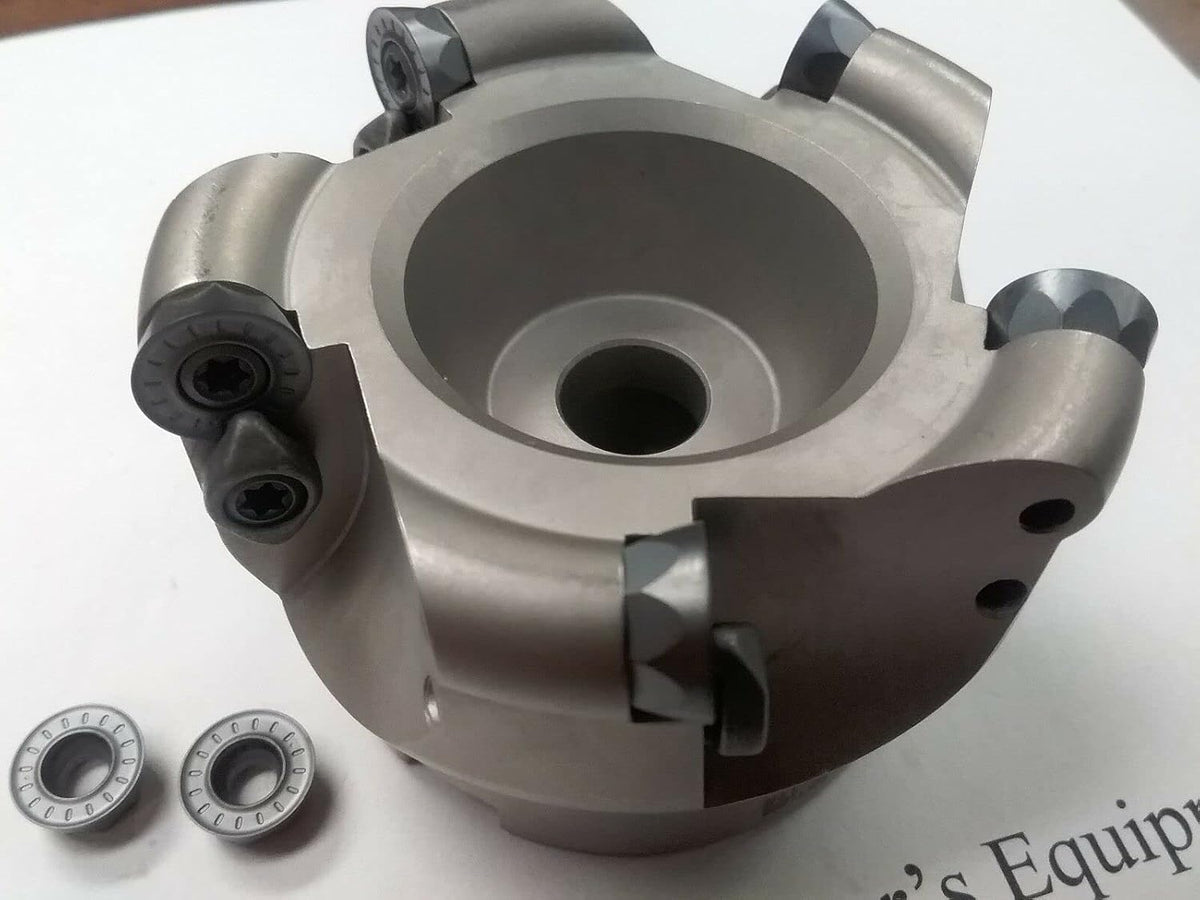 3" face mill, R200 milling cutter, 5 Sandvik RCKT1204 Round inserts #506-R200-3