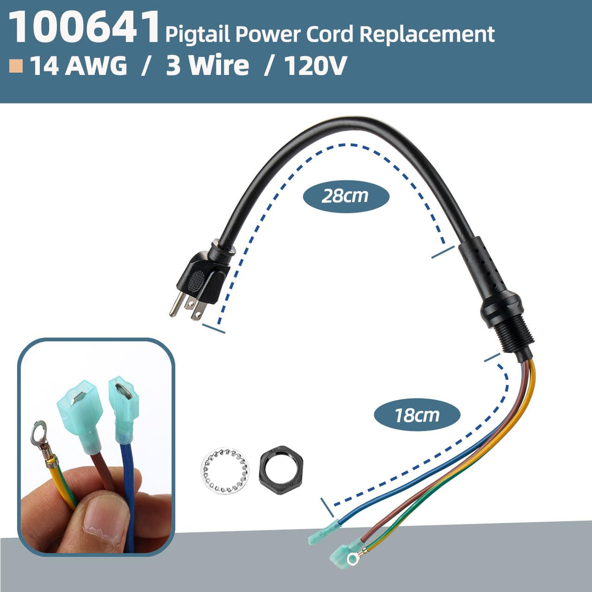 100641 Power Cord Replacement Parts for Pro Team Backpack Vacuum