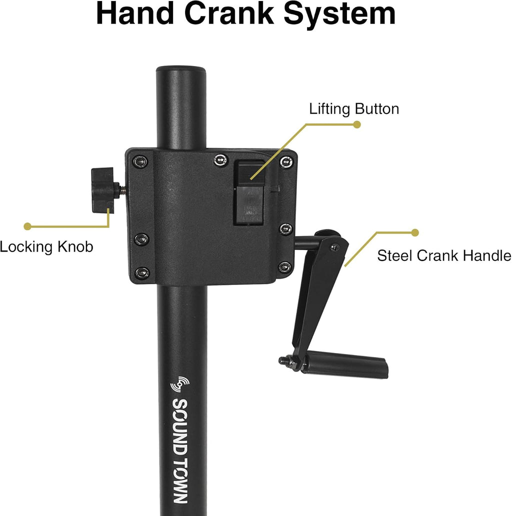 2-Pack Crank-Up Adjustable Height Speaker Subwoofer Poles (34"-57") with 35mm & M20 Mount Adapters, Carry Bag, 100 LB