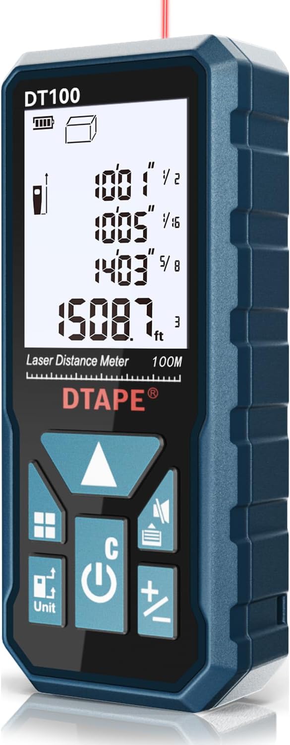 DT50 165 Ft Laser Measuring Tool, High-Accuracy Laser Tape Measure, 2" Backlit LCD Display Laser Measure