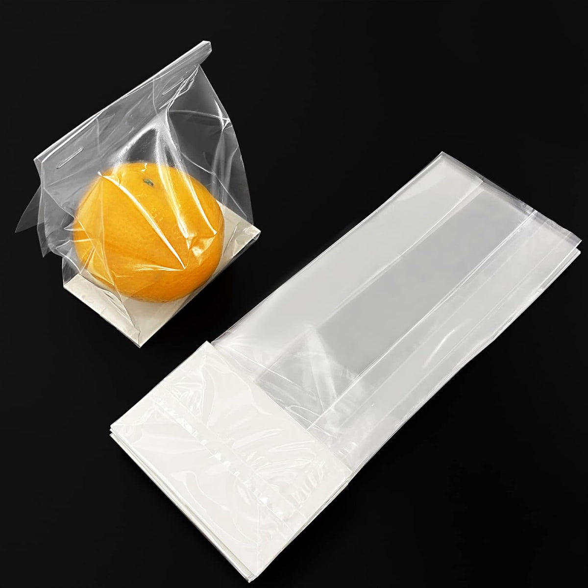 Gusseted Flat Bottom Cellophane Bags 3x2x8 In 50Pcs