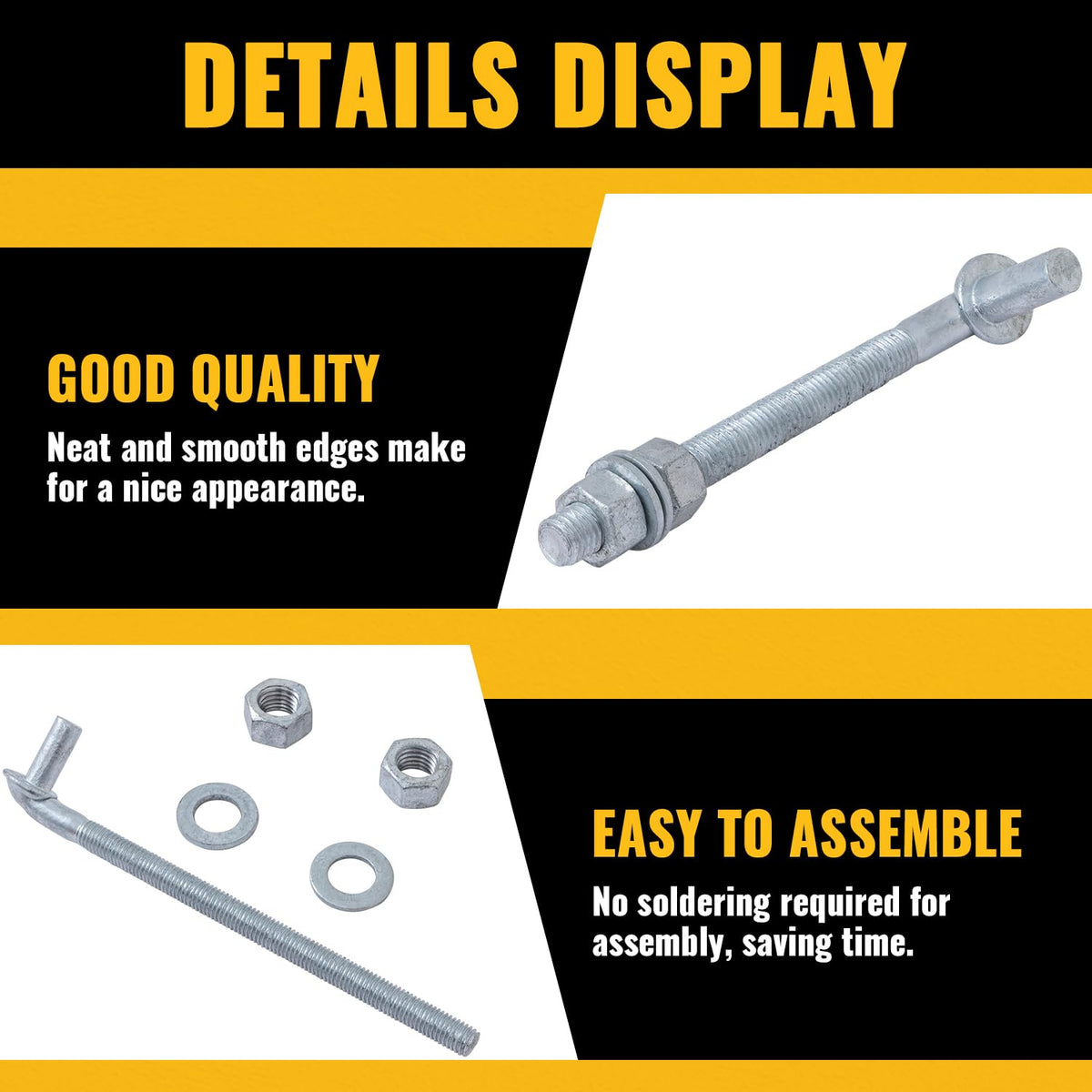 J Bolt Gate Hinge, 5/8" X 10" Gate Bolt Post Hinge, 4-Pack