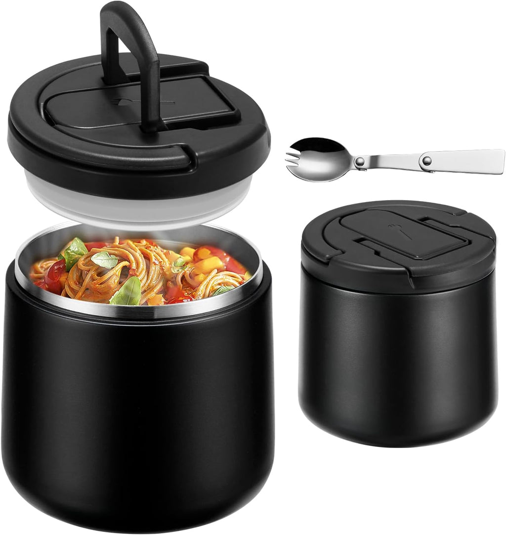 20oz Insulated Vacuum Food Jar with Buckle Lid,Soup Thermo for Hot Food Kids,Wide Mouth Leakproof Stainless Steel
