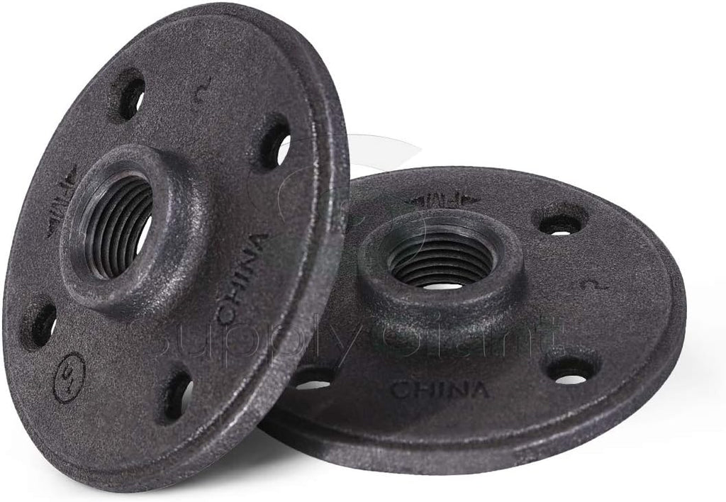 SUPPLY GIANT CNGM0336 Black Malleable Floor Flange with Four Screw Holes, 1.25", 1-1/4