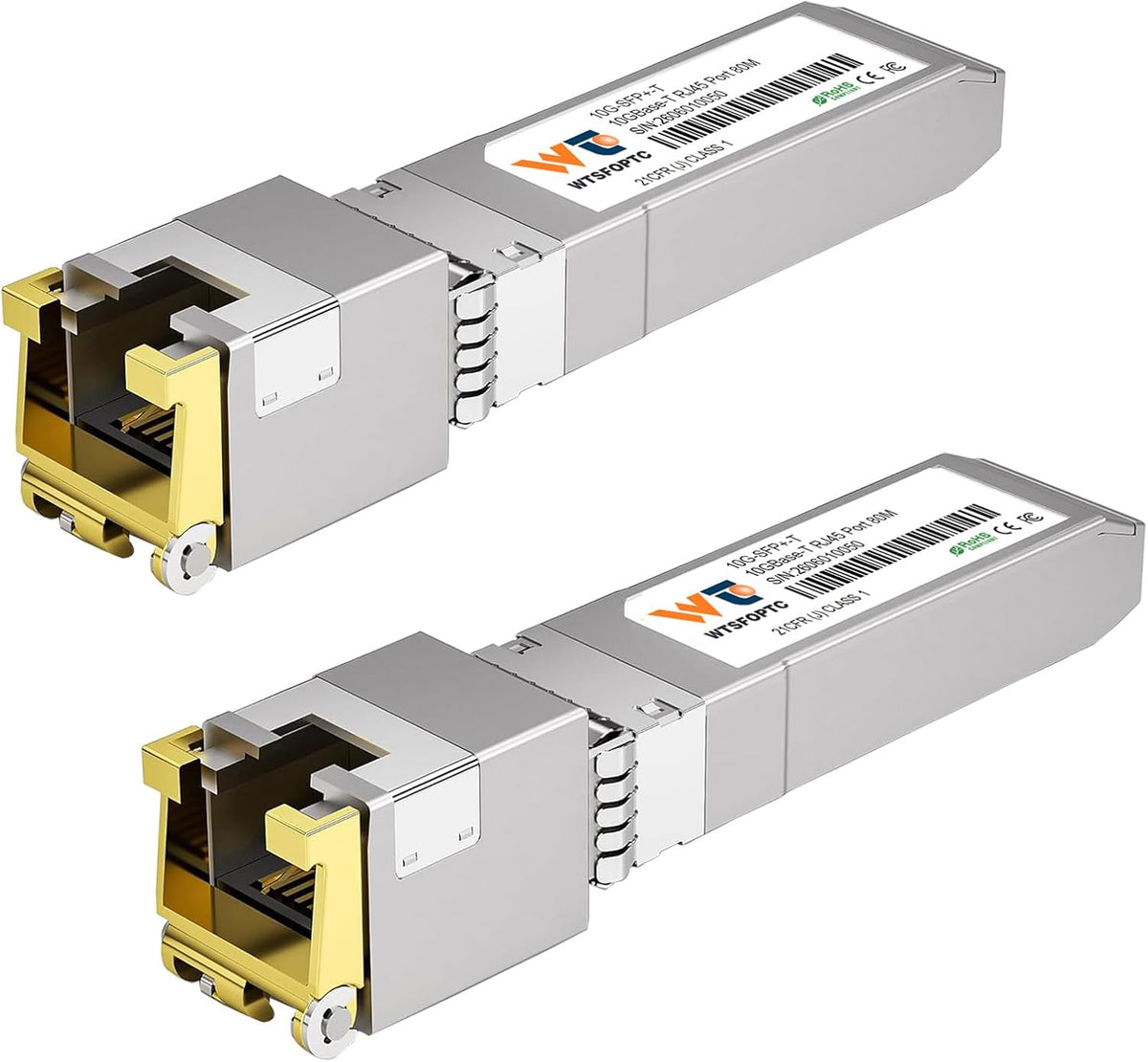 80 Meter 10Gb SFP+ to RJ45 Module 2 Pack, 10GBase-T Copper Transceiver