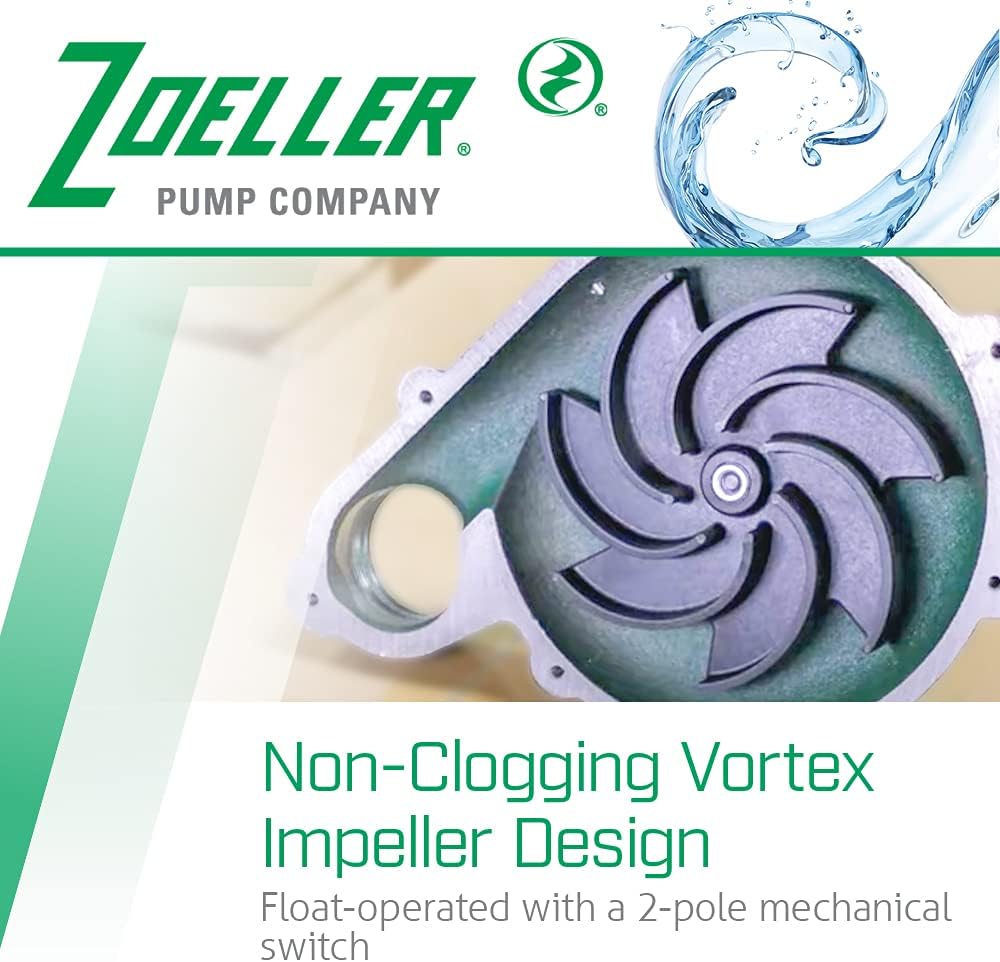Zoeller Waste-Mate 267-0001 Sewage Pump, 1/2 HP Automatic