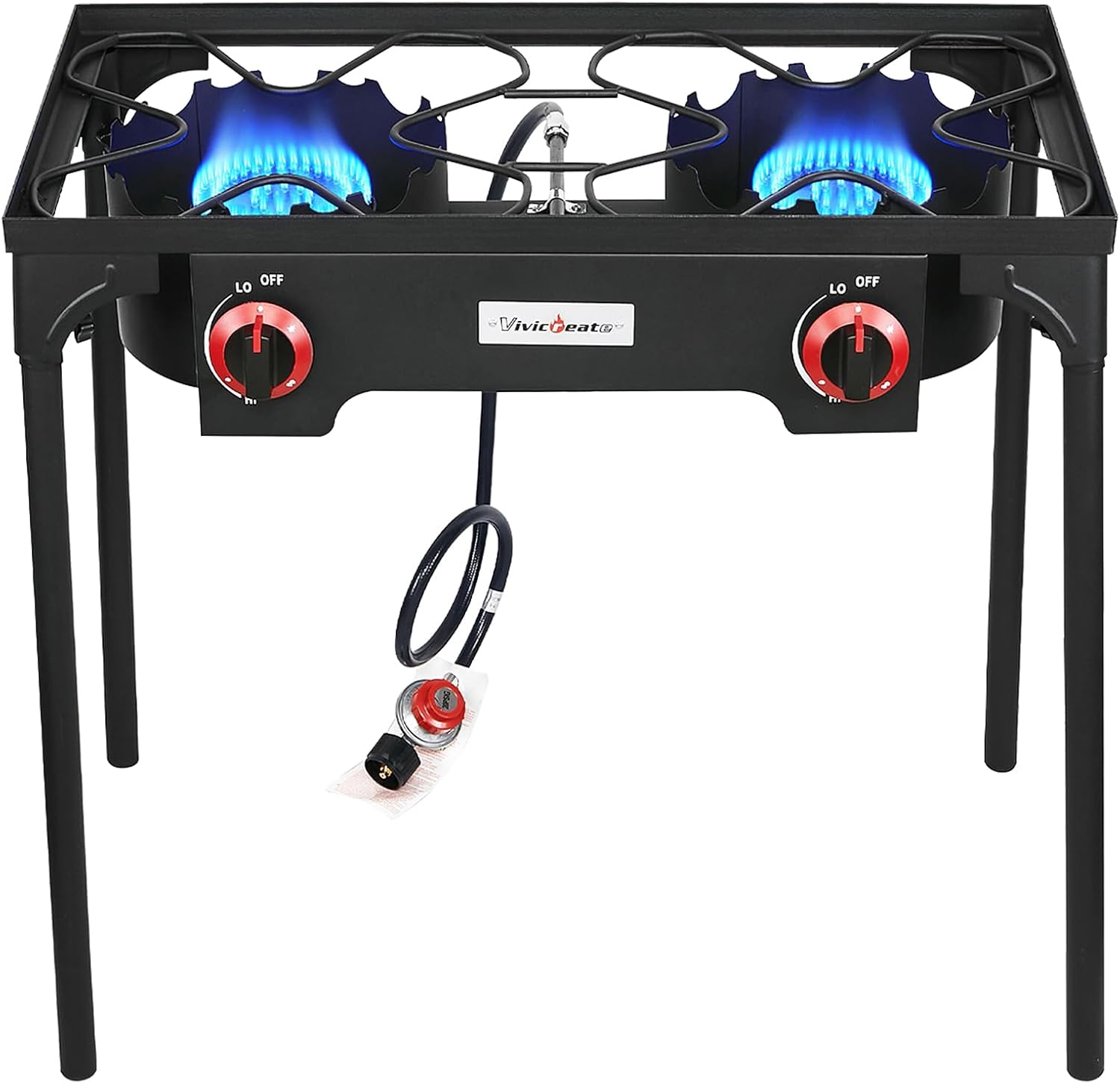 Propane Grill 2 Burner Outdoor Propane Stove Portable Gas Grill High Pressure Camping Stove Double Burner Cooker for
