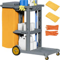 Grey Housekeeping Carts, Janitorial Cleaning Cart on Wheels