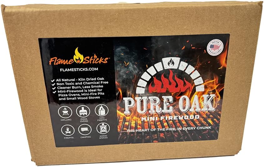 Pizza Oven Wood for Ooni, Gozney, Solo Stove & Bertello – Kiln Dried Oak Mini Logs, 5-6 Inch, 9-10 lbs – Cooking Wood
