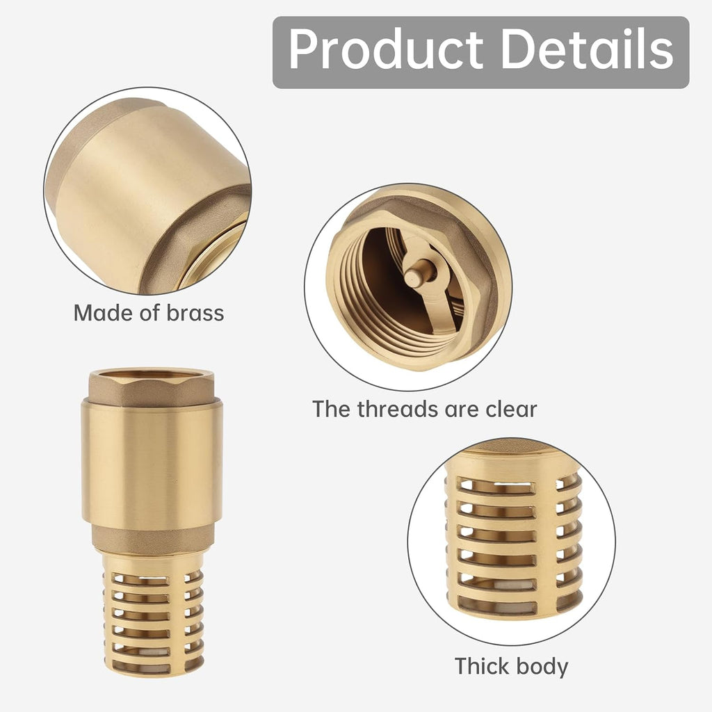 1 Inch DN25 Brass Foot Valve with Filter Spring Check Valves Bottom Valve