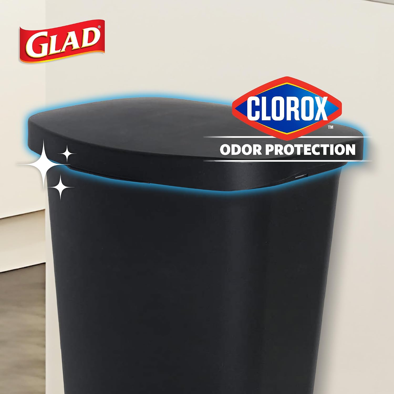 Kitchen Trash Can with Lid, Foot Pedal and Garbage Bag Rings, 13 Gal, Black