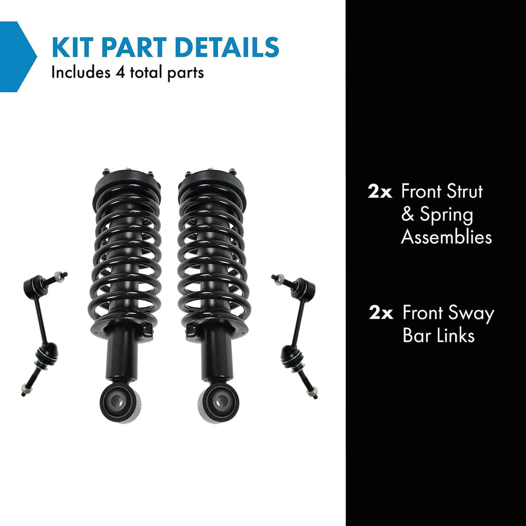 TRQ Front Suspension Kit Complete Strut & Coil Spring Assembly Sway Bar