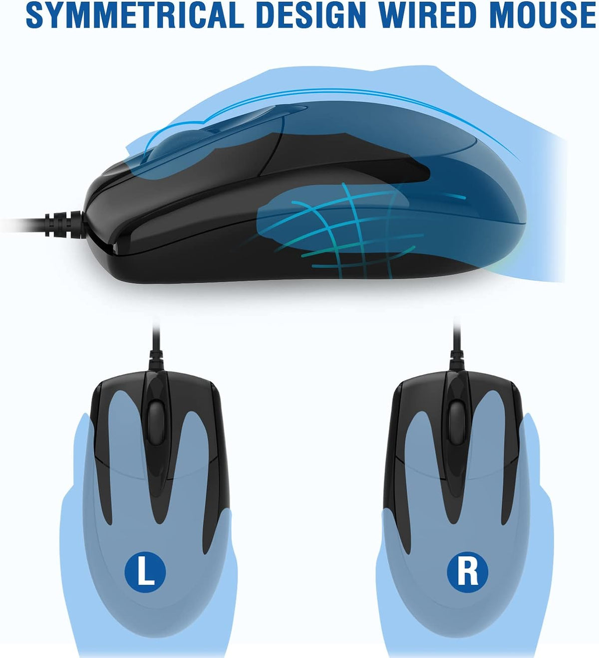 Wired Keyboard and Mouse Combo,Ergonomic with Palm Rest,Full Size