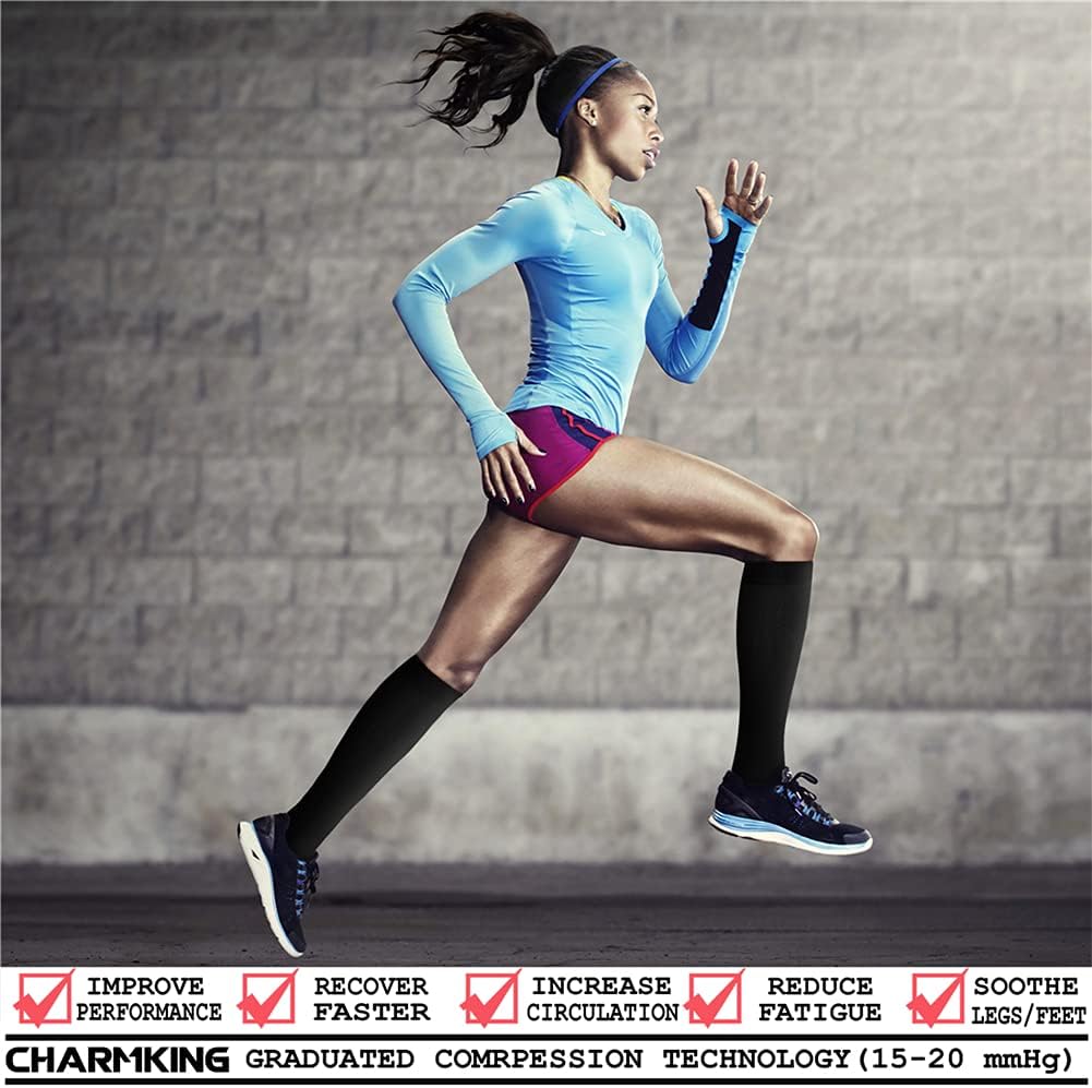 Compression Socks for Women & Men Circulation (8 Pairs) 15-20 mmHg Best Calf Socks Support for Athletic Cycling