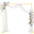 Arch Backdrop Stand, 8 x 8 ft, Stable Structure, Easy Assembly, Square Gold Metal Arch Backdrop Stand for Wedding