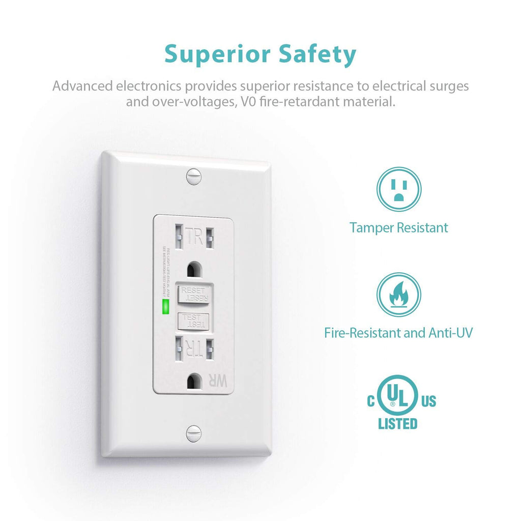 [10 Pack] WEBANG Self-Test GFCI Outlets, Tamper-Resistant and Weather-Resistant, GFCI Receptacle with LED Indicator