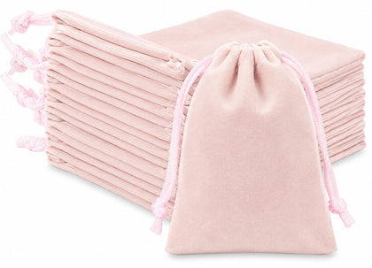 20PCS Pink Velvet Jewelry Pouches,Small Velvet Bags with Drawstring