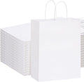 100pcs 10x5x13 White Paper Bags with Handles Large Paper Gift Bags