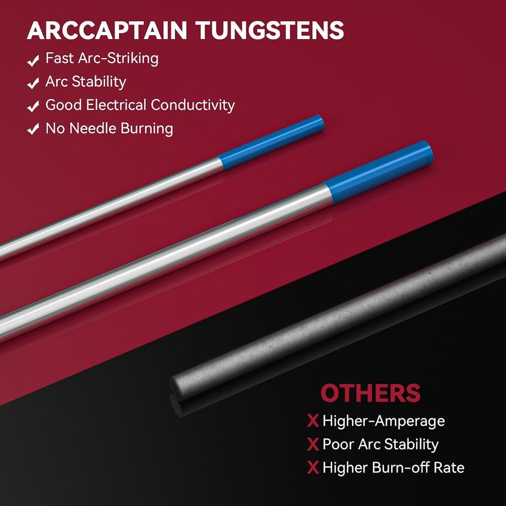 ARCCAPTAIN TIG Tungsten, TIG Welding Tungsten Electrode Blue 2% Lanthanated