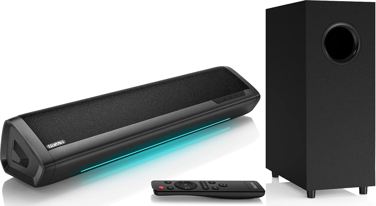 Sound Bar with Subwoofer, Home Theater Surround System for TV PC | 5" Subwoofer, Dual Bass Reflex Ports, Support