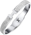 18K Gold Plated Bangle Bracelets for Women Stainless Steel with Cubic Zirconia Fashion Jewelry