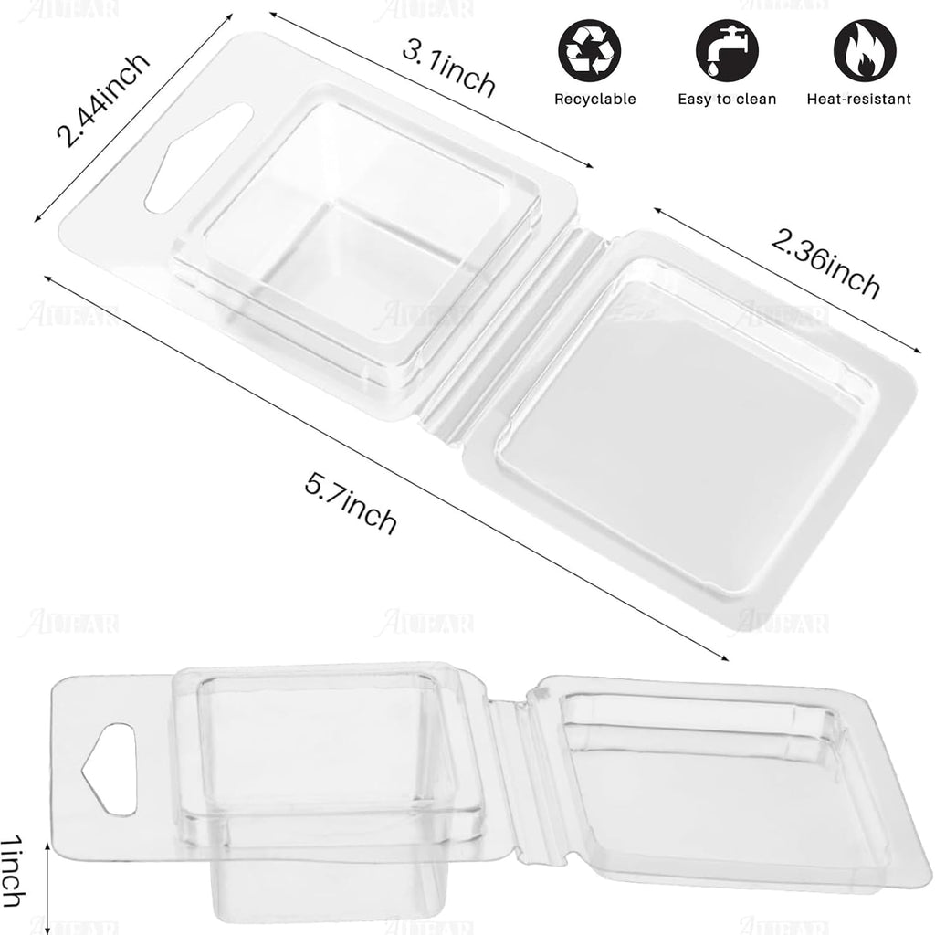 100 Pack Wax Melt Molds Plastic Clamshells Container Candle for DIY Soap Making