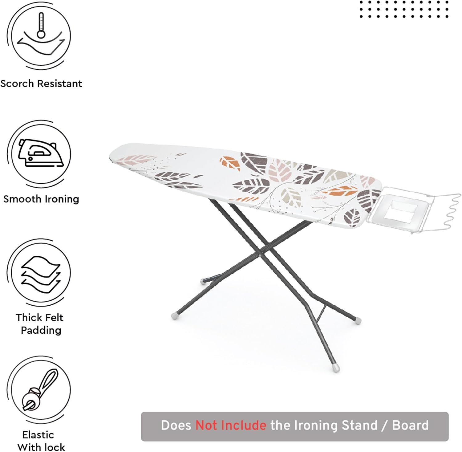 Ironing Board Cover and Pad, 4mm Felt 54"x15" | Autumn Leaf, Heat & Scorch Resistant | Elastic Bungee Cord & Toggle
