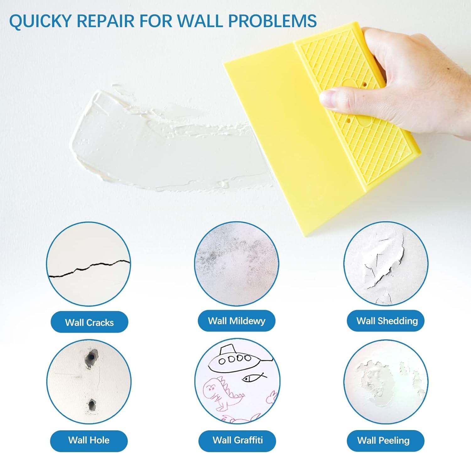 Drywall Repair Kit,Drywall Hole Patch Repair Kit,Wall Spackle Paste 9.8OZ to Fix Wall Surface Holes and Creak Damage