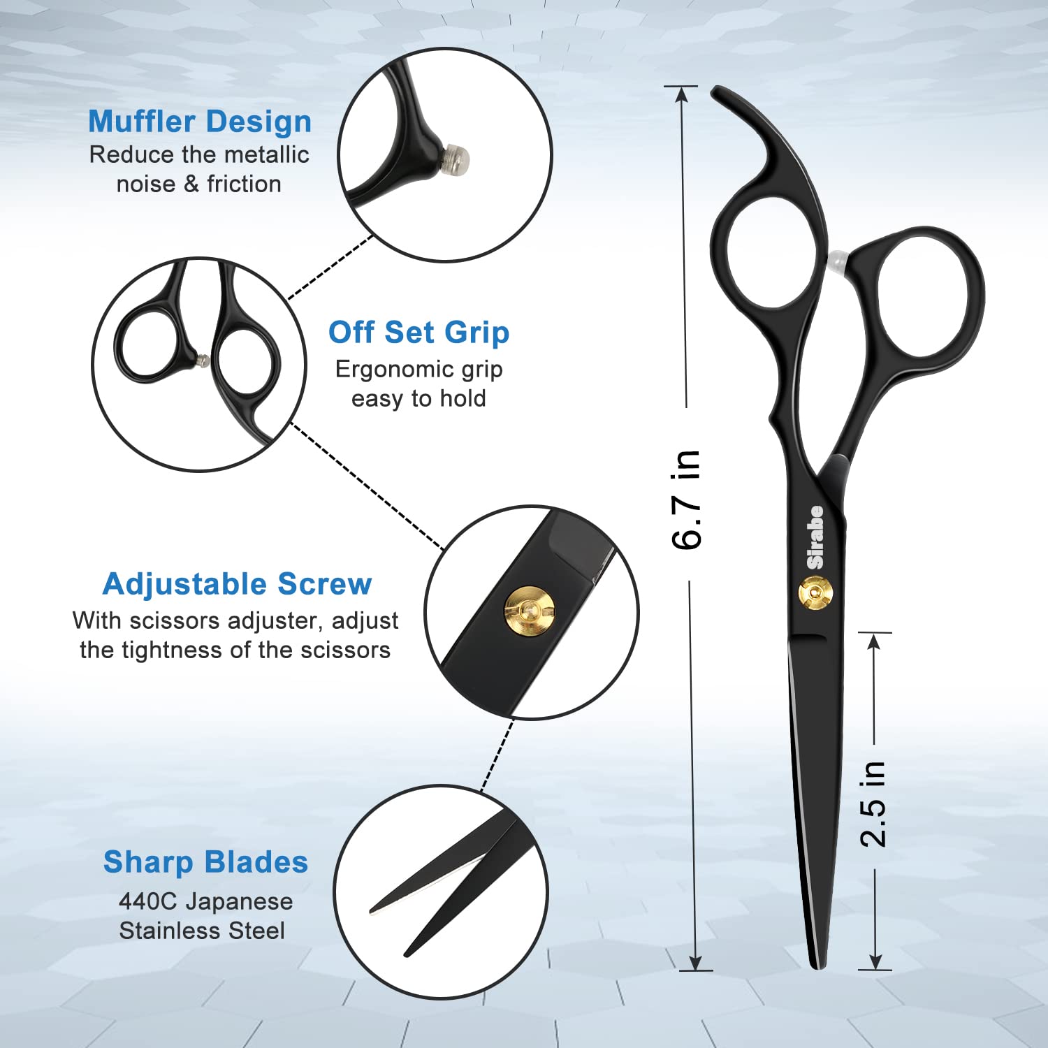 10 PCS Hair Cutting Scissors Set, Professional Haircut Scissors Kit with Cutting Scissors, Thinning Shears, Comb
