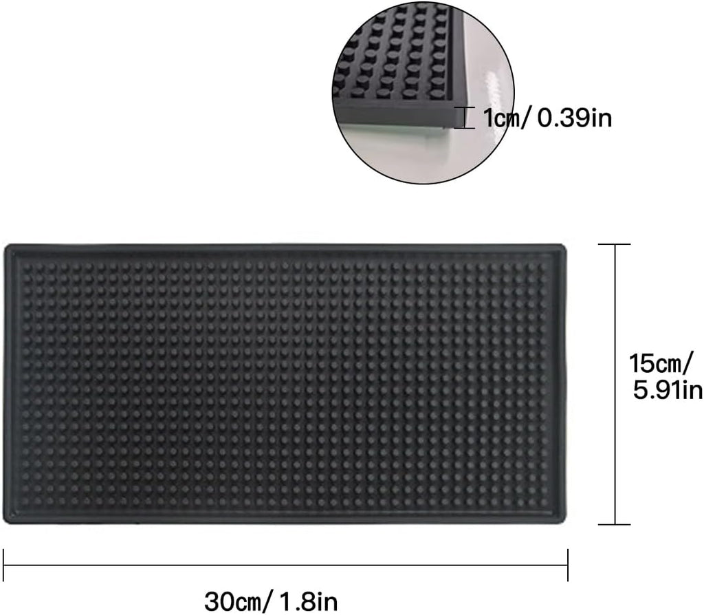 Rubber Service Bar Mat, Anti-slip12 x 6" Rubber Bar Spill Mat, 2 Pcs Premium PVC Pad for Kitchen, Restaurant