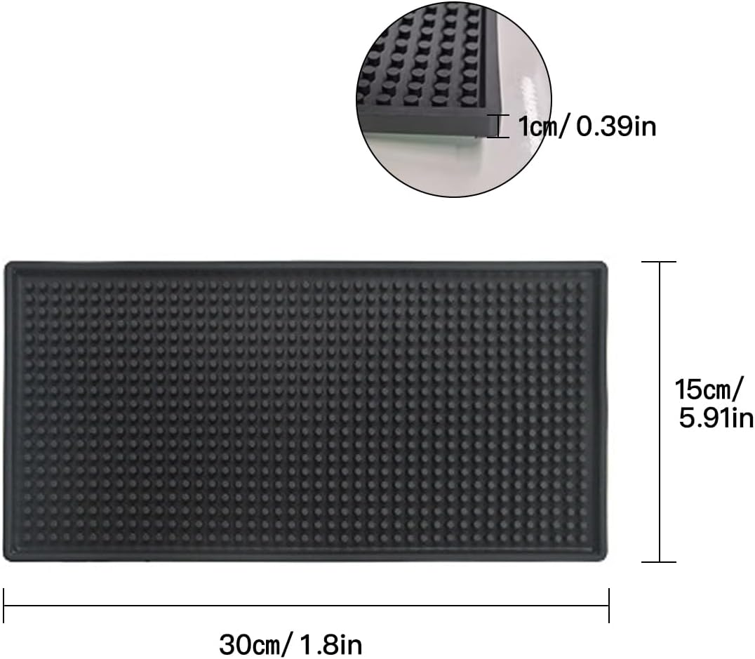 Rubber Service Bar Mat, Anti-slip12 x 6" Rubber Bar Spill Mat, 2 Pcs Premium PVC Pad for Kitchen, Restaurant
