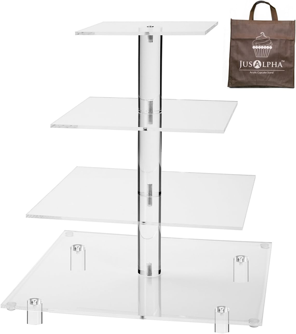 Large 4 Tier Square Acrylic Cupcake Stand, Cake Stand