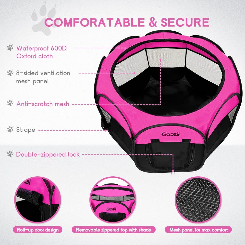 Pet Cat Playpen for Indoor Cats Enclosed, Portable Foldable Dog Playpen Outdoor Tent Crate Cage with Zipper Top Cover