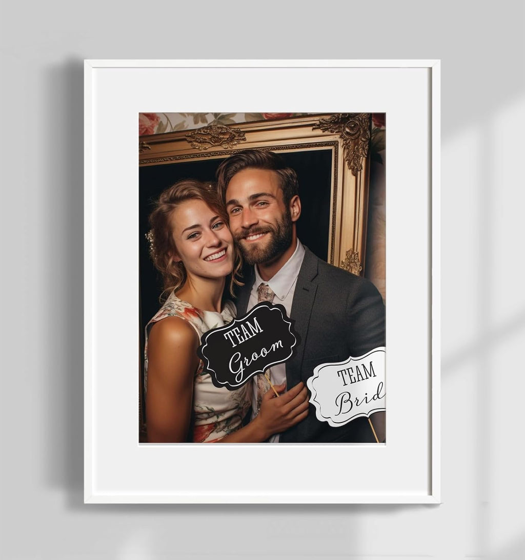 Wedding Photobooth Props Kit, Engagement Photo Booth Accessories with Wooden Dowels for Bridal Shower Wedding Favour