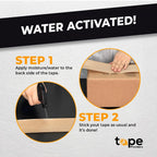 WOD WATWTE Reinforced Water Activated Kraft Tape Brown Gummed - 2.75 inch (70mm) x 375 ft. Fiberglass Tape for