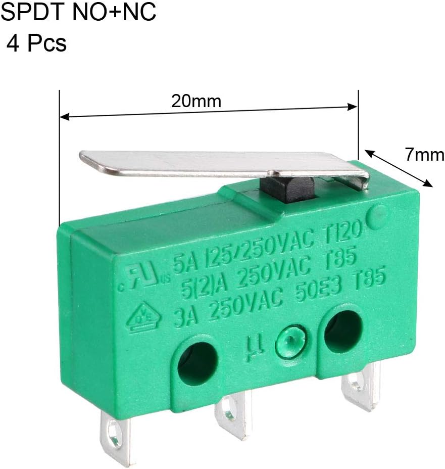 uxcell 4PCS KW4-3Z-3 Micro Limit Switch SPDT NO NC 3 Terminals Momentary