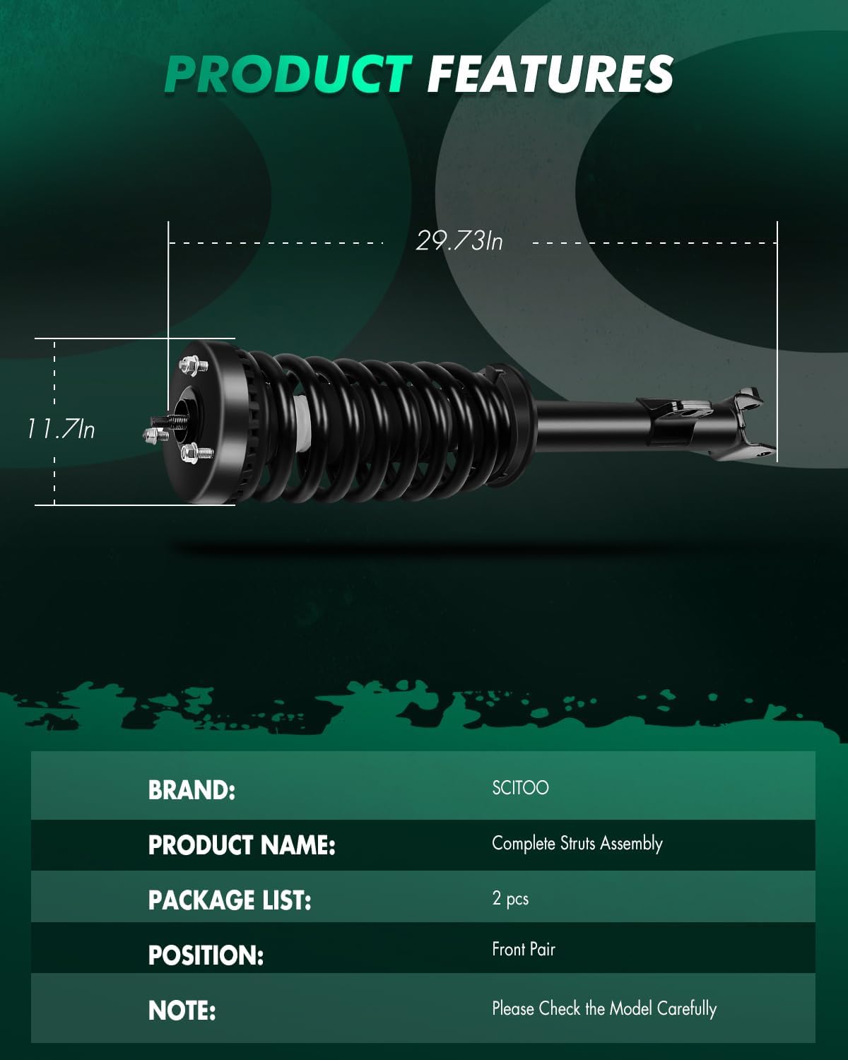 SCITOO Front Complete Strut Assembly Fit for 2005-2010 for Chrysler 300