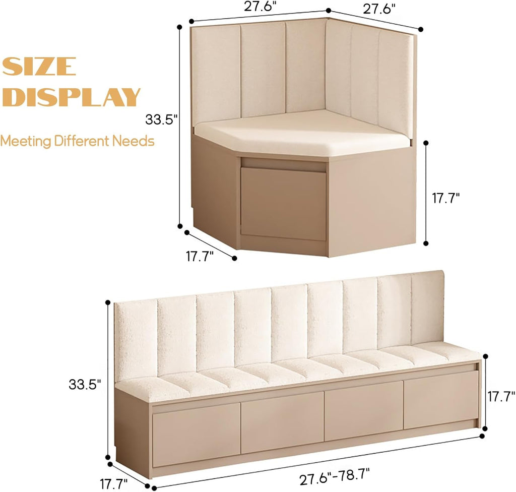 Restaurant Booth Seating Bench, Breakfast Nook Benchs, Commercial Banquette with Hidden Storage, Modern Armless Booth