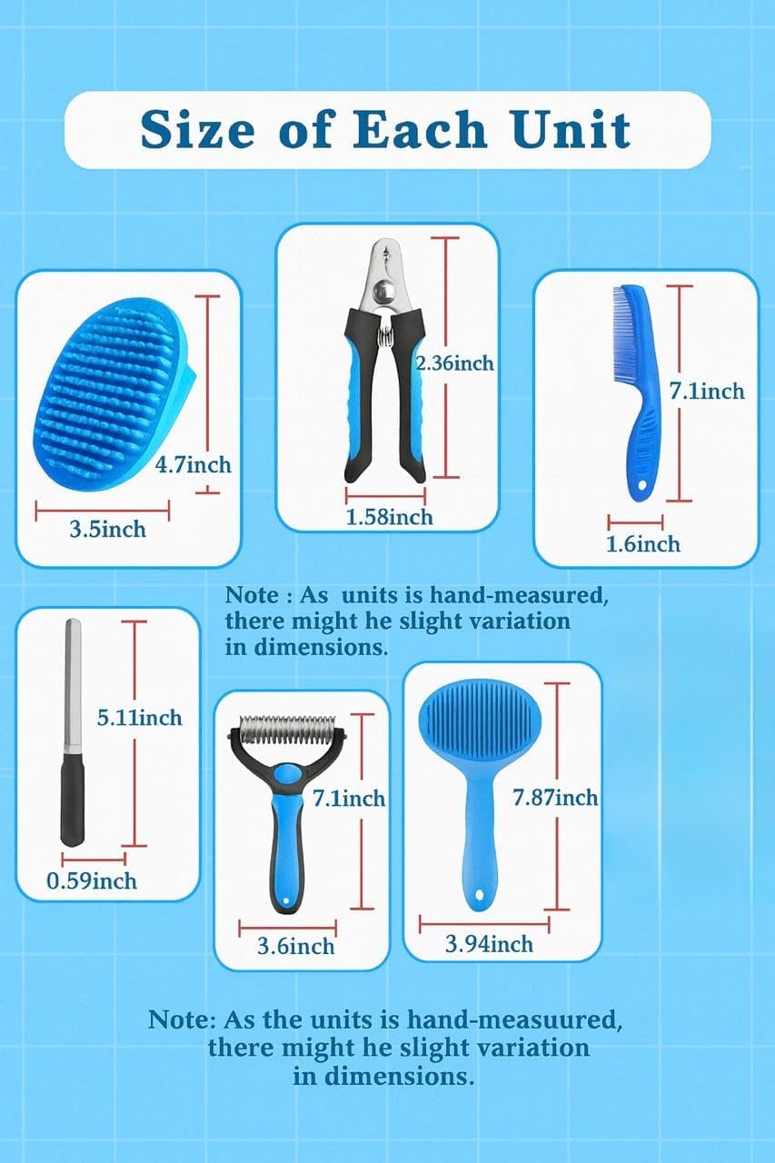 Dog Grooming Kit 6-in-1 for Heavy Shedding – Professional Pet Grooming Tools Set, Complete Home Care Kit with