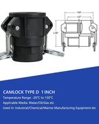 2PCS Camlock Fitting Type D, 1 inch for Water/Oil Flow Systems